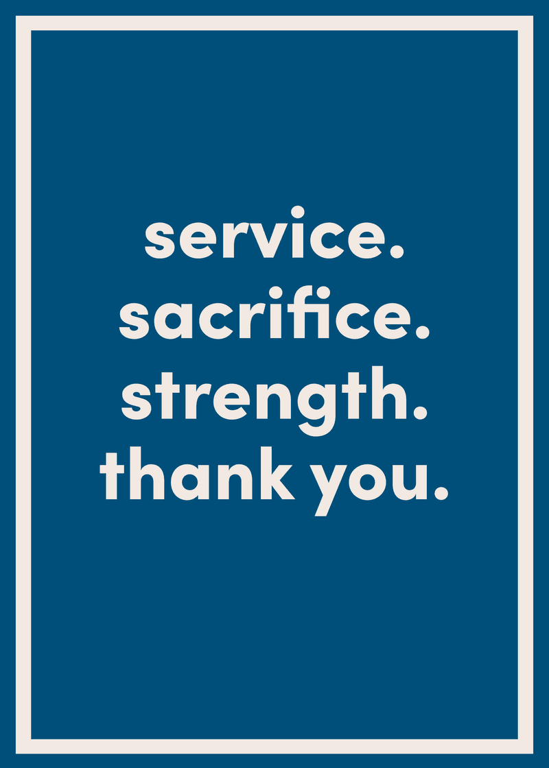 Thank You For Your Sacrifice Greeting Card F6