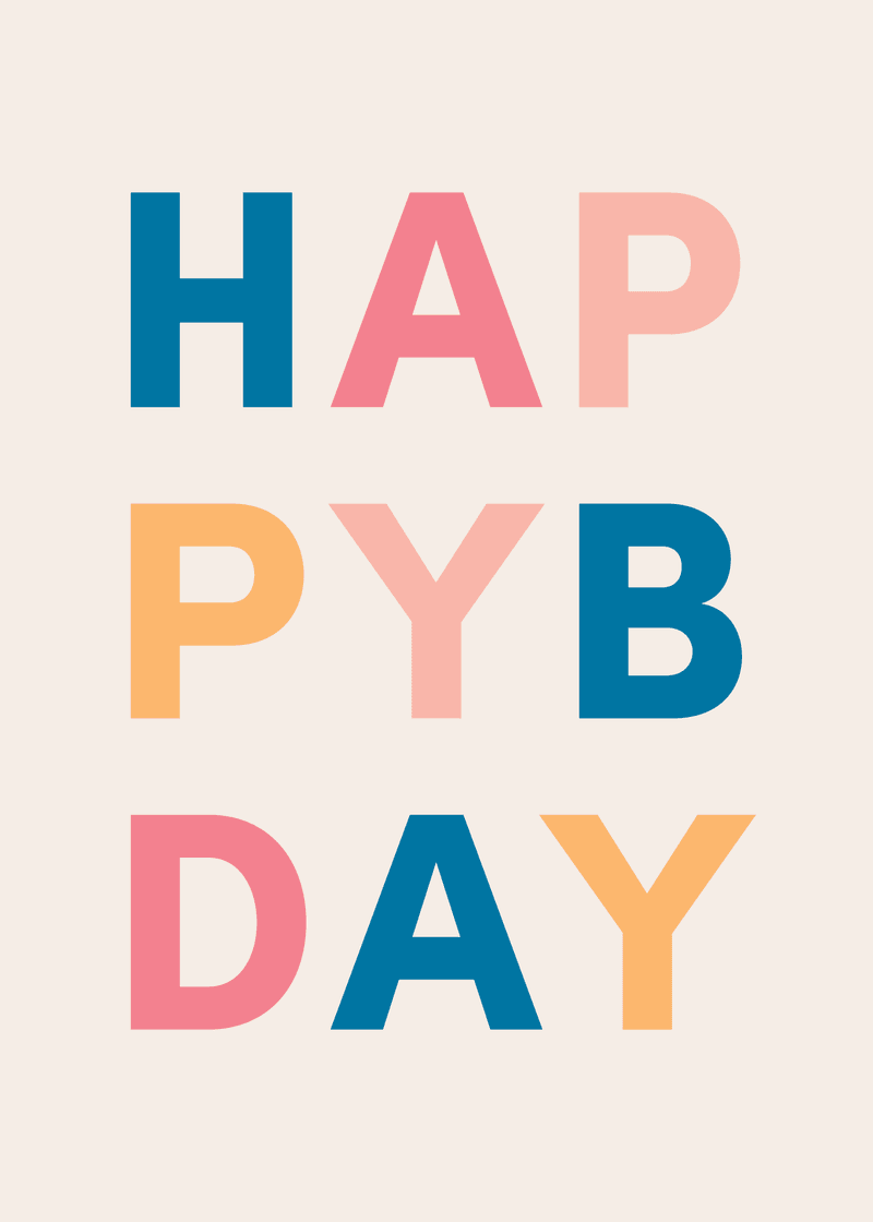 Happy Birthday Letters Greeting Card A8
