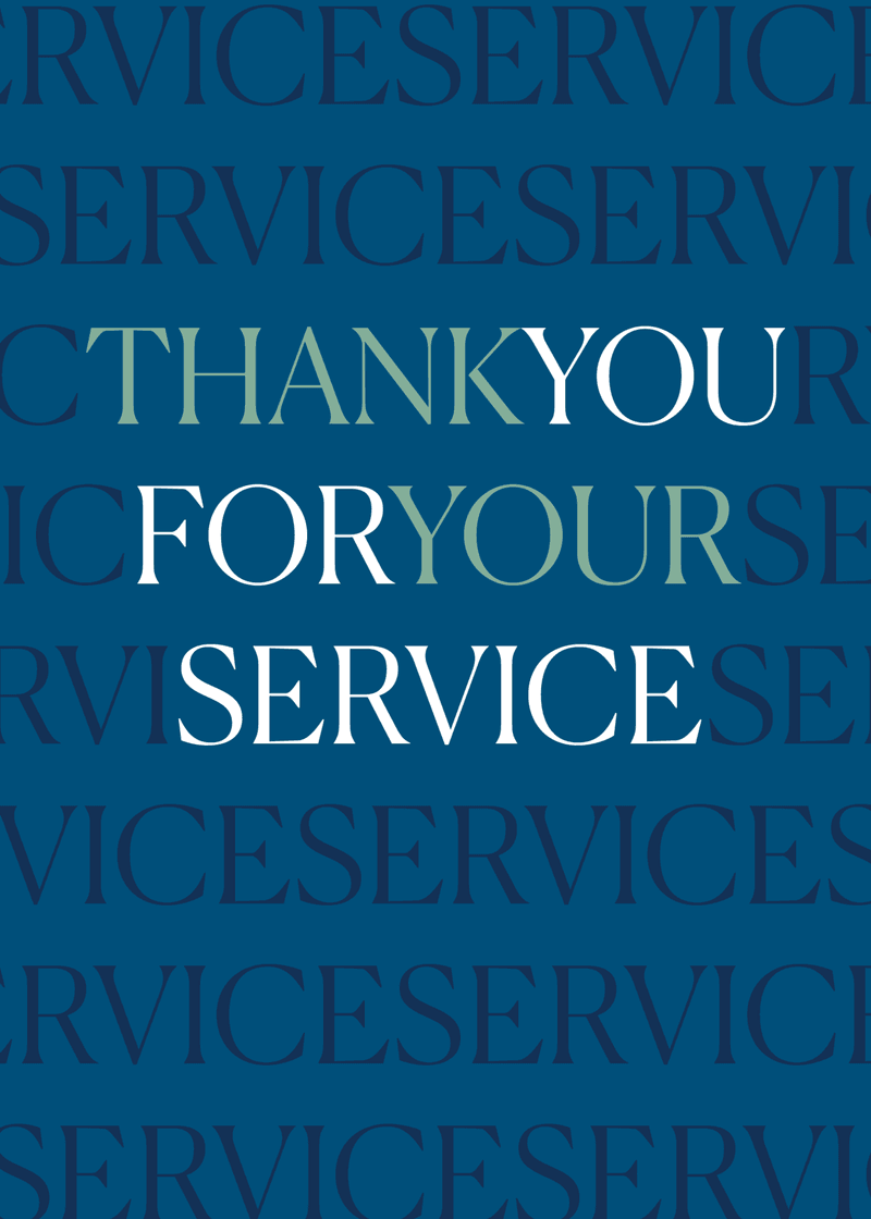 Thank You For Your Service Greeting Card G8