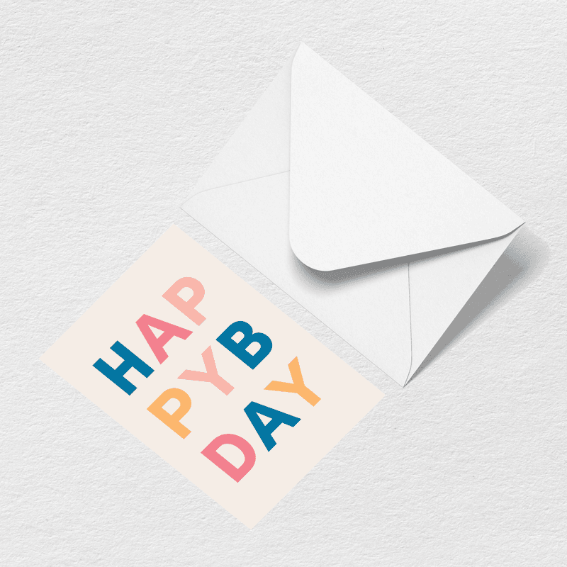 Happy Birthday Letters Greeting Card A8
