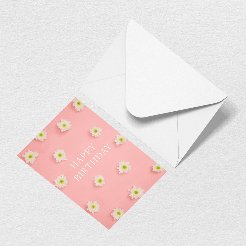 Happy Birthday Flowers Greeting Card V3
